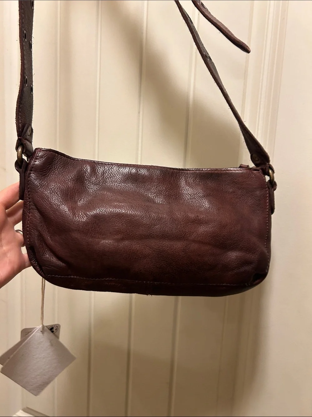 NWT Free People brown  Leather Crossbody Bag - Adjustable Strap